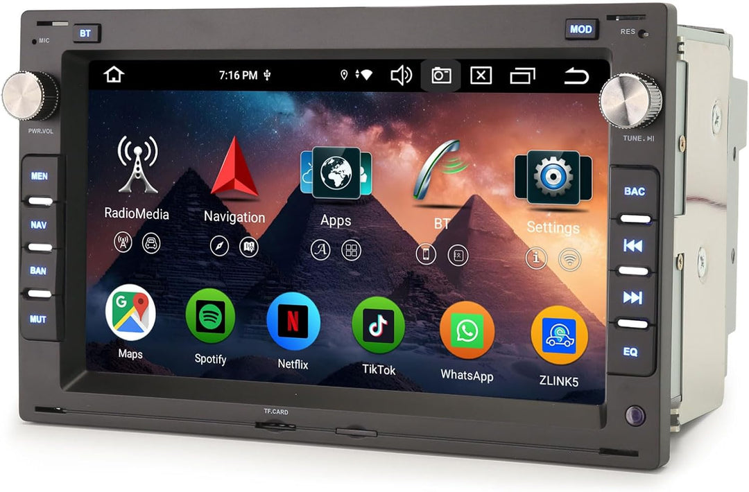 Erisin 7 Zoll 8-Kern 4GB+64GB Android 16 Autoradio Bluetooth GPS Navi für VW Golf 4 Polo Jetta Passa