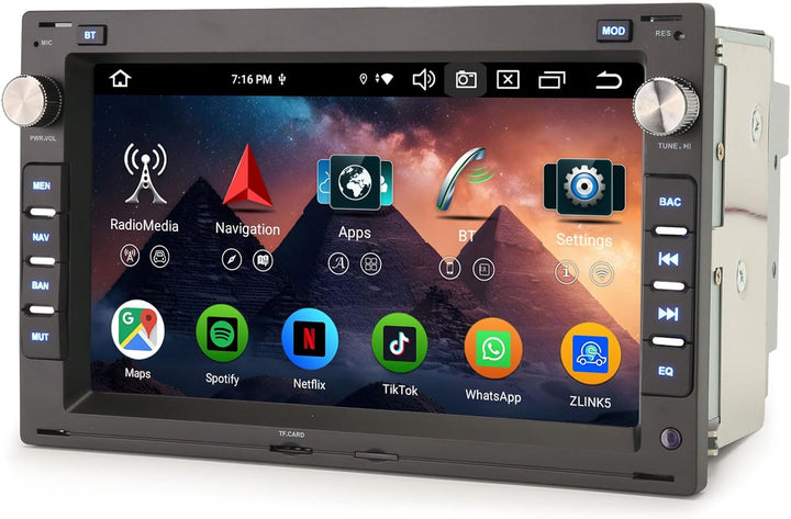 Erisin 7 Zoll 8-Kern 4GB+64GB Android 16 Autoradio Bluetooth GPS Navi für VW Golf 4 Polo Jetta Passa