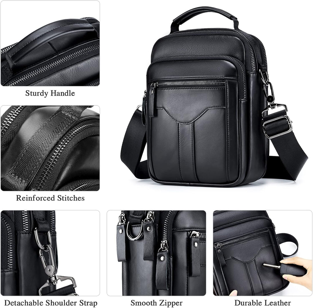 BAIGIO Umhängetasche Leder Herren Schultertasche Herrentasche Herrenhandtasche Vintage für Arbeit Re