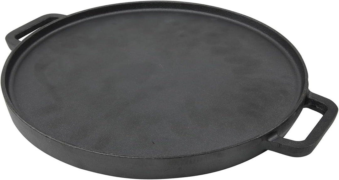 Spetebo Gusseisen Grillplatte 30 cm - Gusspfanne mit Griff rund - Grill Pfanne Bratpfanne Platte Ind