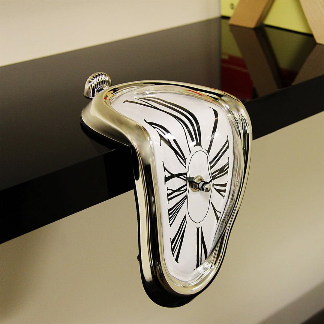 Verzerrte Tischuhr, dekorative Uhr im Salvador-Dali-Stil, geschmolzene Uhr für Büroregal, Schreibtis