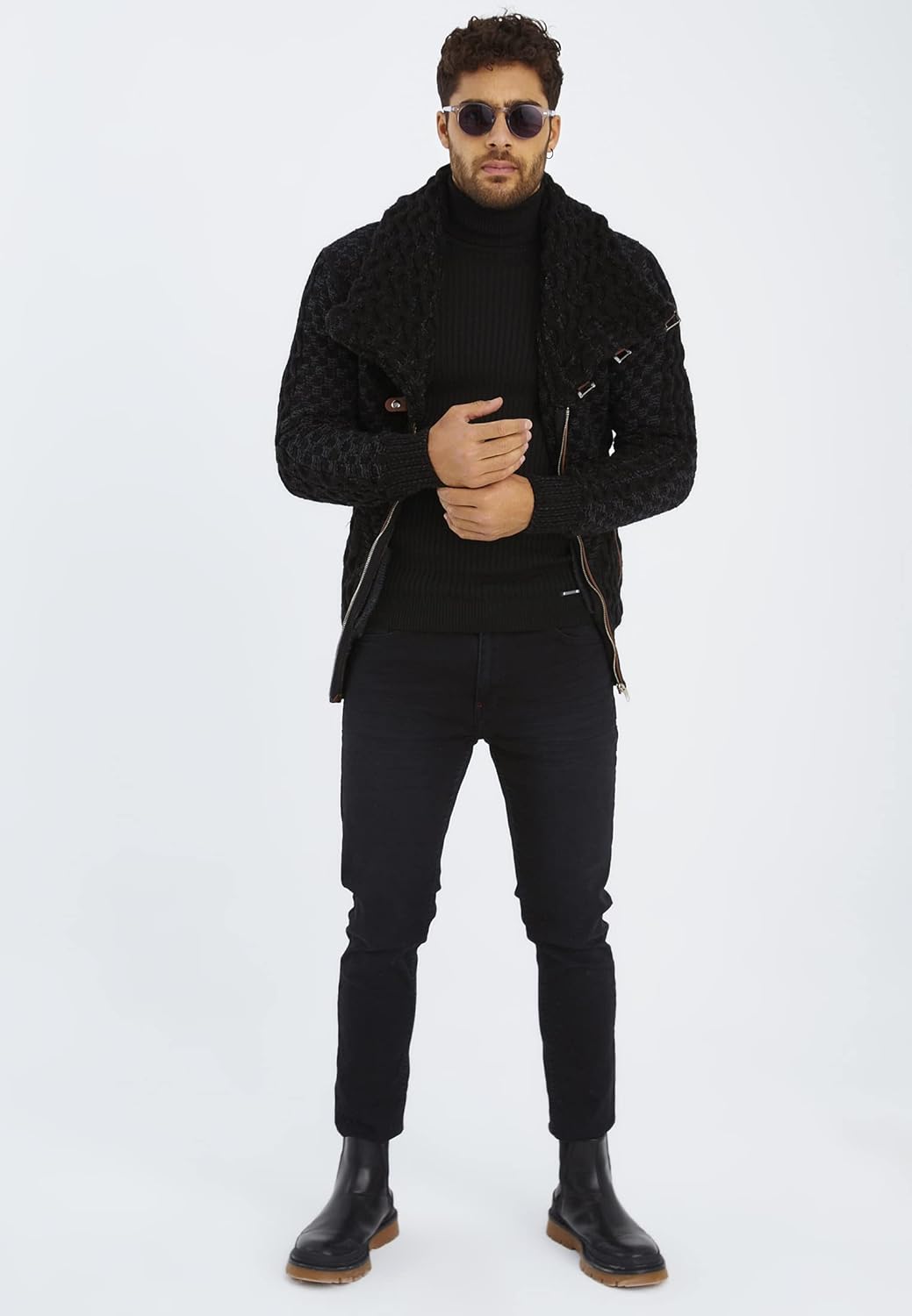 Leif Nelson Herren Strickjacke mit Reissverschluss in Regular Fit, Männer Cardigan in Langarm Design