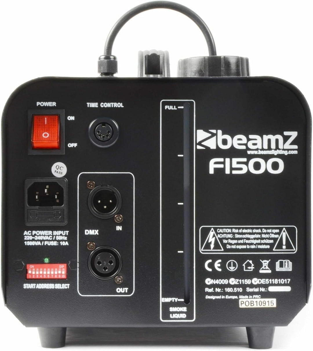 BeamZ F1500 Hazer Nebelmaschine 1500 W mit Fernbedienung, Dunstnebelmaschine,DMX kompatibel, Timer-,