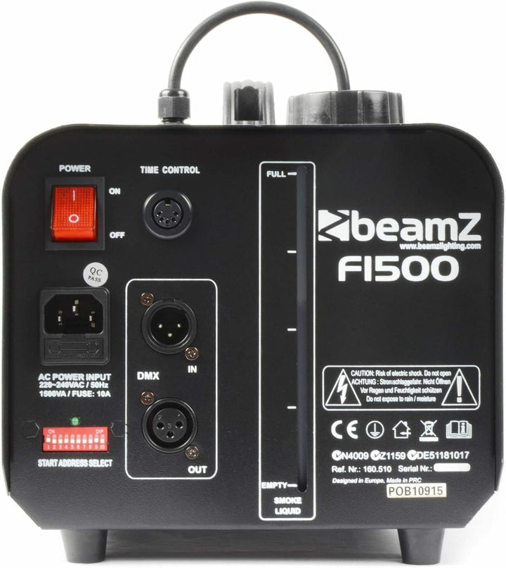 BeamZ F1500 Hazer Nebelmaschine 1500 W mit Fernbedienung, Dunstnebelmaschine,DMX kompatibel, Timer-,
