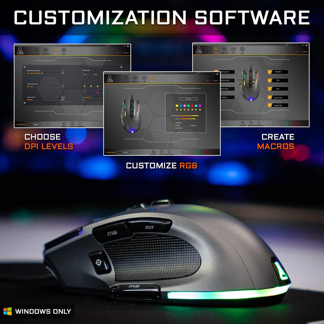 THE G-LAB Kult Nitrogen Neutron Hochpräzise kabelgebundene Gaming-Maus - Optischer Sensor mit 7200 D