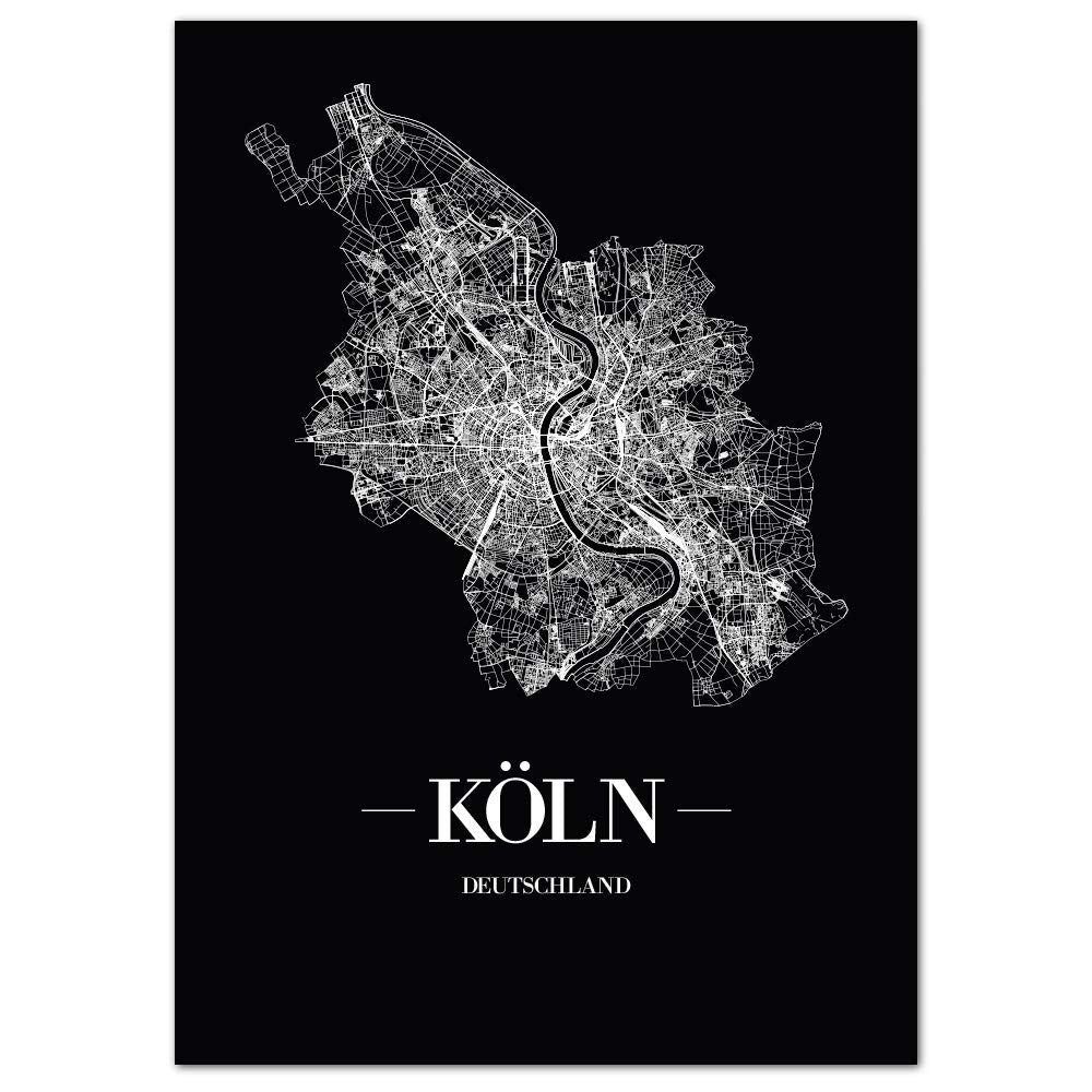 JUNIWORDS Stadtposter, Köln, Wähle eine Grösse, 60 x 90 cm, Poster, Schrift A, Schwarz 60 x 90 cm Sc