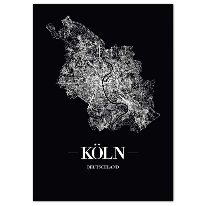 JUNIWORDS Stadtposter, Köln, Wähle eine Grösse, 60 x 90 cm, Poster, Schrift A, Schwarz 60 x 90 cm Sc