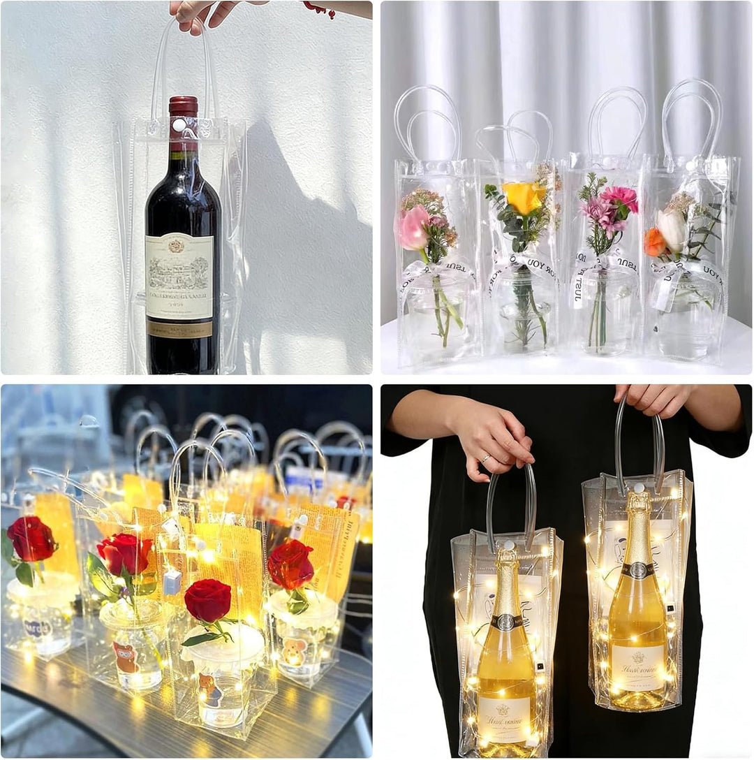 24 Stück Flaschenkühler Eistasche Kühltasche: 25 * 10 * 10cm PVC Eisbeutel Flaschenkühler, Transpare