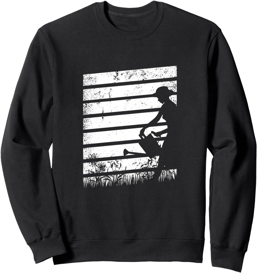 Gartenarbeit Retro Rasenmähen Gärtner Schrebergarten Beet Sweatshirt