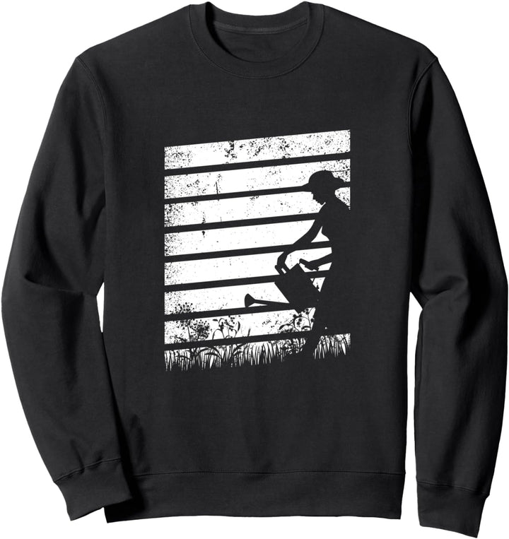 Gartenarbeit Retro Rasenmähen Gärtner Schrebergarten Beet Sweatshirt