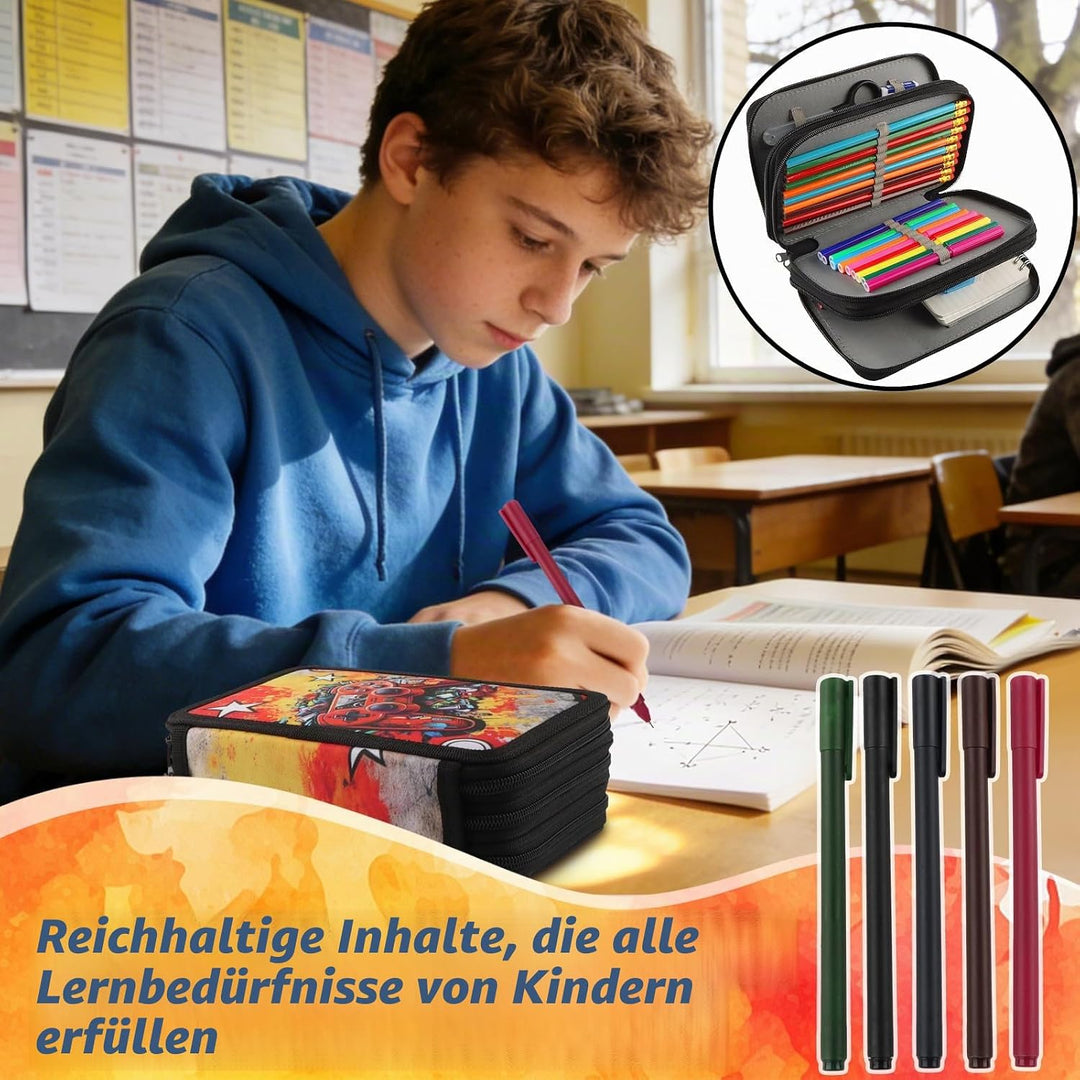 44 Artikel Federmappe 3 Fach Jungen federpenal jungens 3 fächer schulmäppchen Jungs federtasche Jung
