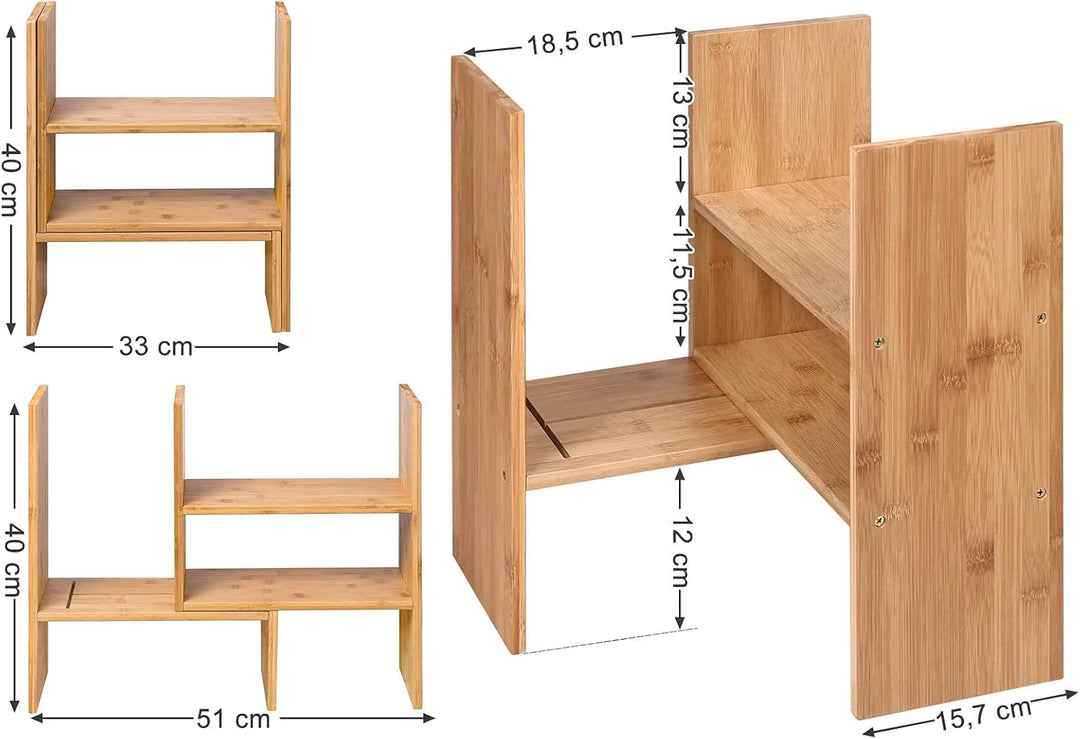 SONGMICS 3 verstellbarer Ablagesystem Tisch-Organizer, platzsparendes DIY-Tischregal, kleines Bücher