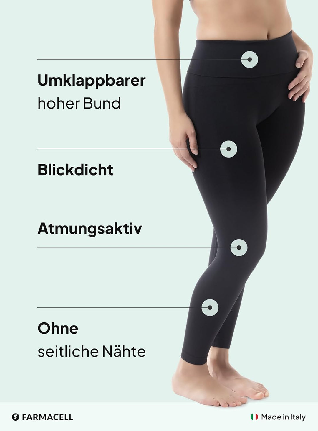 FarmaCell Bodyshaper 609Y - Leggings INNERGY mit FIR Schlankeitseffekt - Anticellulite-Leggings M Sc