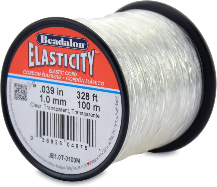 Beadalon Elastizität Elastisches Band, Gummi, Transparent, 1 mm/100 m, 100 1.0 mm/100 m Transparent,