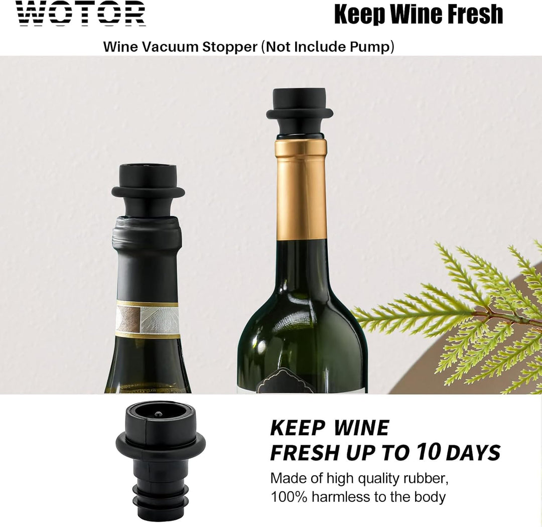 WOTOR Weinpumpe Vakuum Stopper, Weinflaschenverschluss, Hält Wein Frisch, 24 Stoppers, Schwarz, 24 S