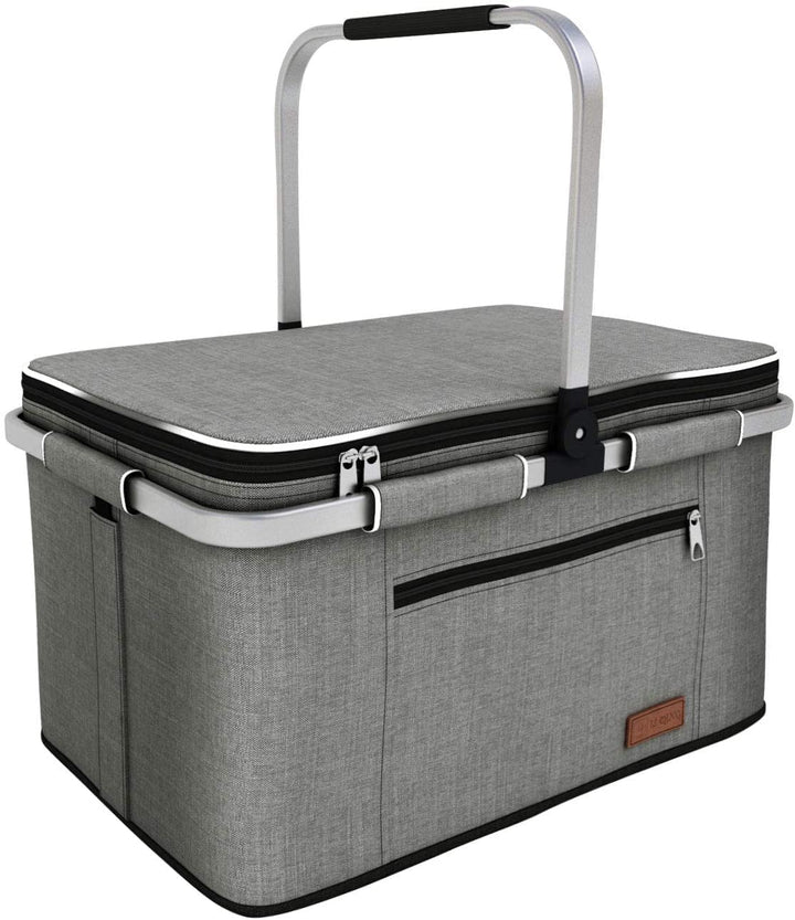 LIQINGG 35L Kühltasche Einkaufskorb Grosse isolierte Kühlkorb Lunchtasche Thermotasche für Büro Camp