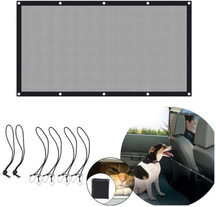 Hunde Auto Barriere,Fahrzeug Haustierbarriere Rücksitz Mesh Dog Car Divider Net mit Seil einstellen