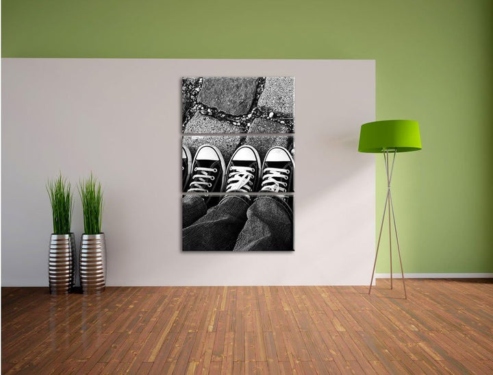 Pixxprint Lässige Schuhe als Leinwandbild/Grösse: 3 Teilig (120x80) cm/Wandbild/Kunstdruck/fertig be