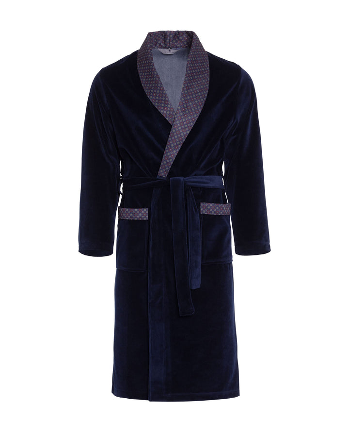 Revise Joel RE-101 Herren Bademantel aus Velours - lang und elegant M Dunkelblau, M Dunkelblau