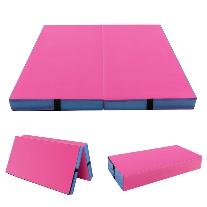 GYMAX Weichbodenmatte, 122 x 122 x 10 cm Klappbare Turnmatte mit Kunstlederbezug & Tragegriffen, Gym