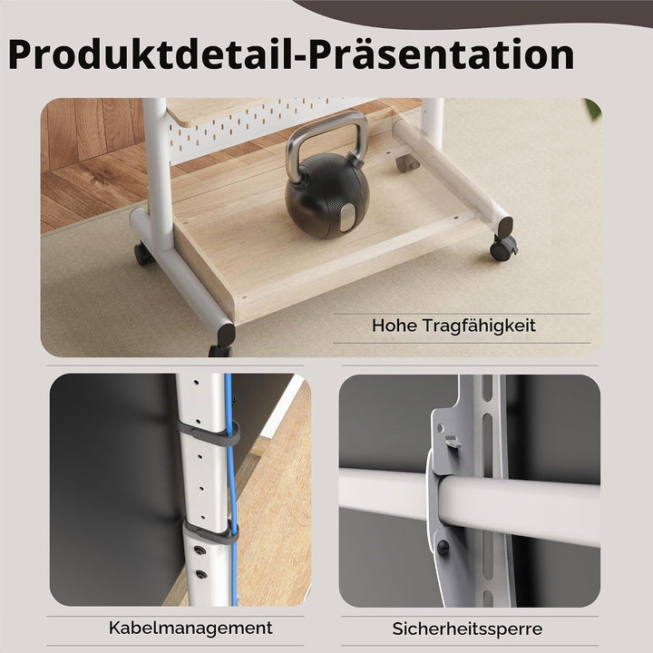FITUEYES TV Ständer Rollbar Fernsehständer mit Rollen Bodenständer TV Rollwagen für 40-85 Zoll Ferns