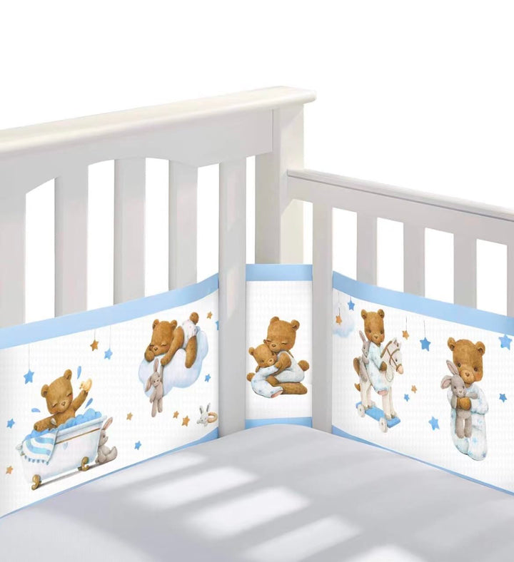Bettumrandung Babybett,2 Pack Baby Nestchen Bettumrandung,Kopfumrandung Babybett,Atmungsaktive Kripp