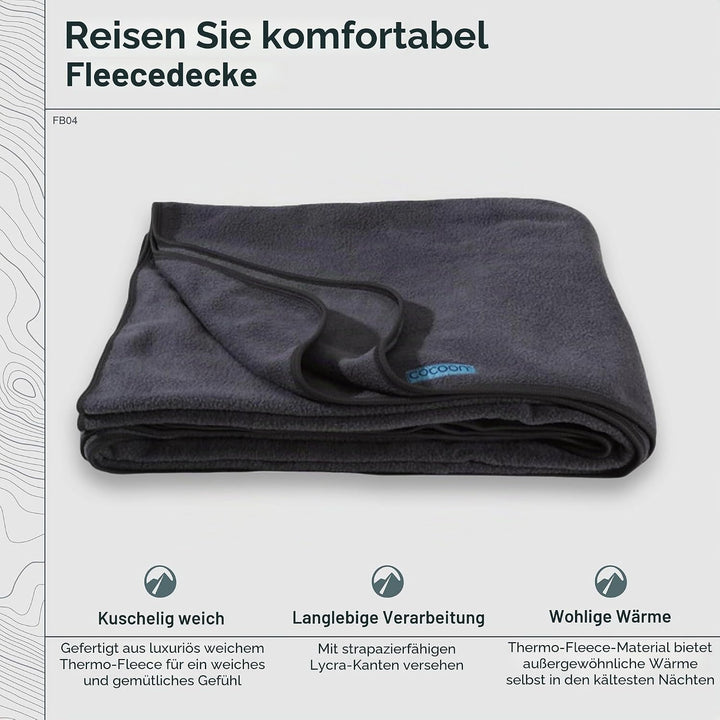 COCOON Premium Reise-Fleecedecke, gemütlich, weich, warm, Anthrazit Dunkelgrau, Dunkelgrau