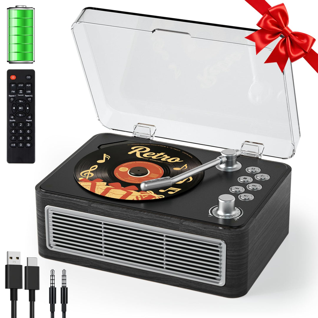 Gueray Tragbarer CD Player Bluetooth CD-Player mit Lautsprecher & Radio & Fernbedienung Unterstützt