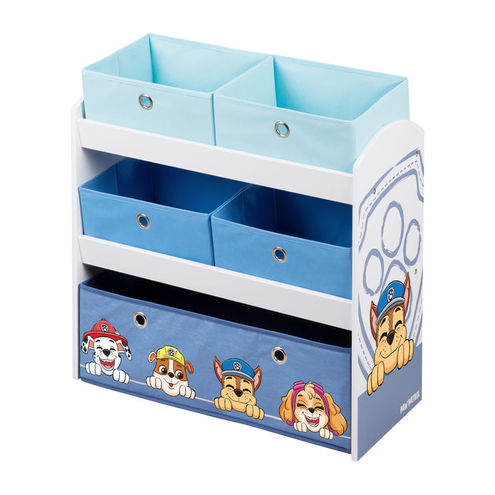 roba Spielregal aus Holz Paw Patrol - Spielzeugregal mit 5 Boxen - Montessori Aufbewahrungsregal für