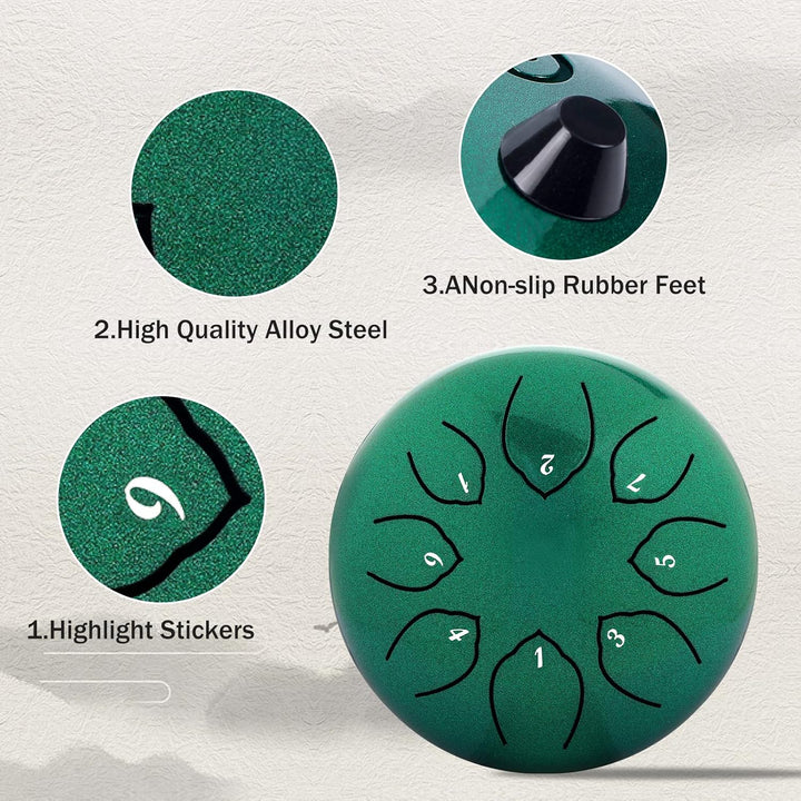 Musfunny Steel Tongue Drum Zungentrommel : 6 Zoll 8 Noten C-Dur Handpan Instrument - Stahlzungentrom