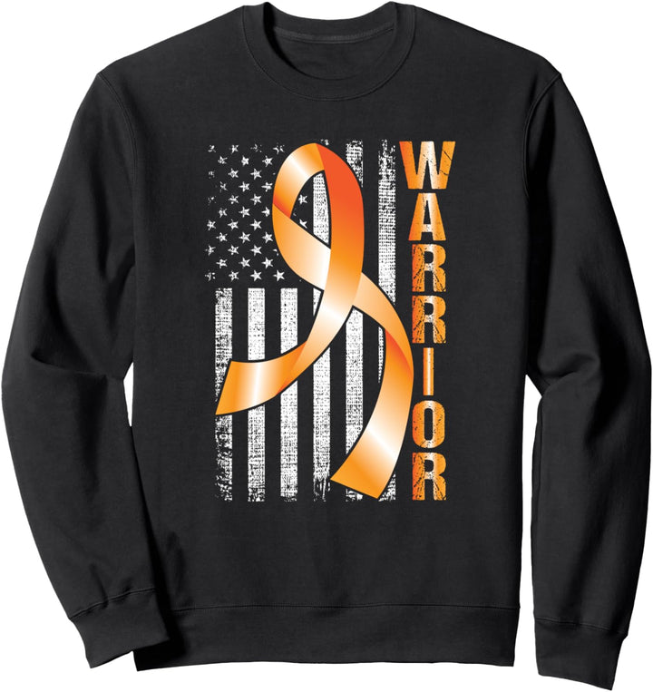 Nierenkrebs Orange Ribbon Awareness American Flag Warrior Sweatshirt