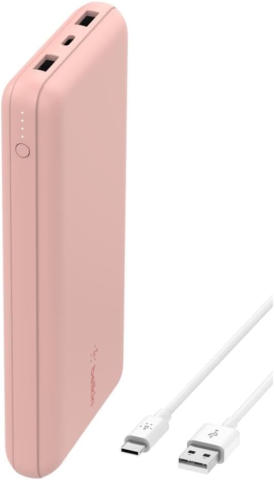 Belkin tragbares USB-C-Ladegerät, 20.000 mAh, 20K Powerbank mit USB-C-Ein-/Ausgang und 2 USB-A-Ansch