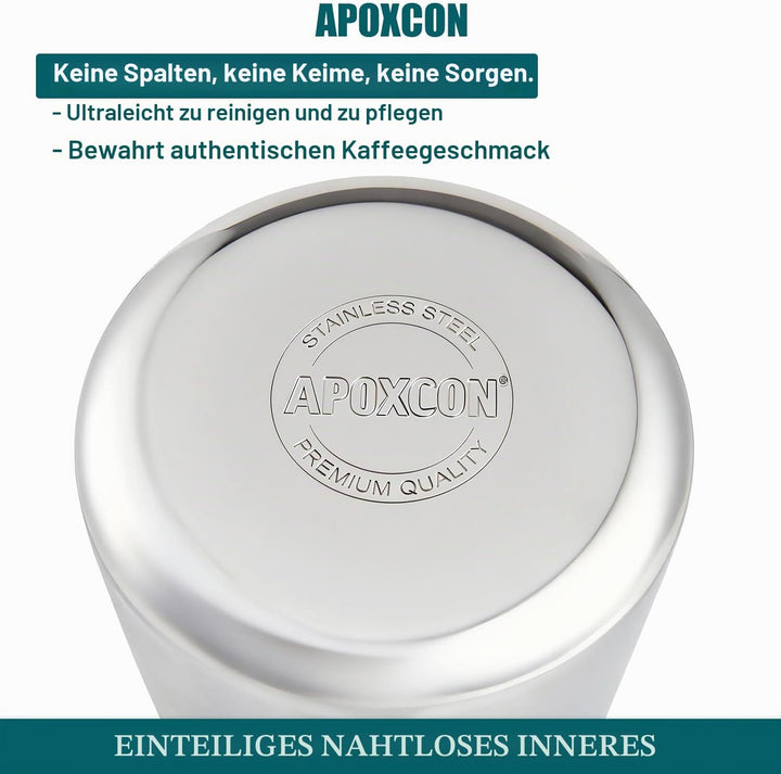 APOXCON Kaffee-Perkolatorkanne aus Edelstahl mit robustem Glasknopf und behandeltem Massivholzgriff