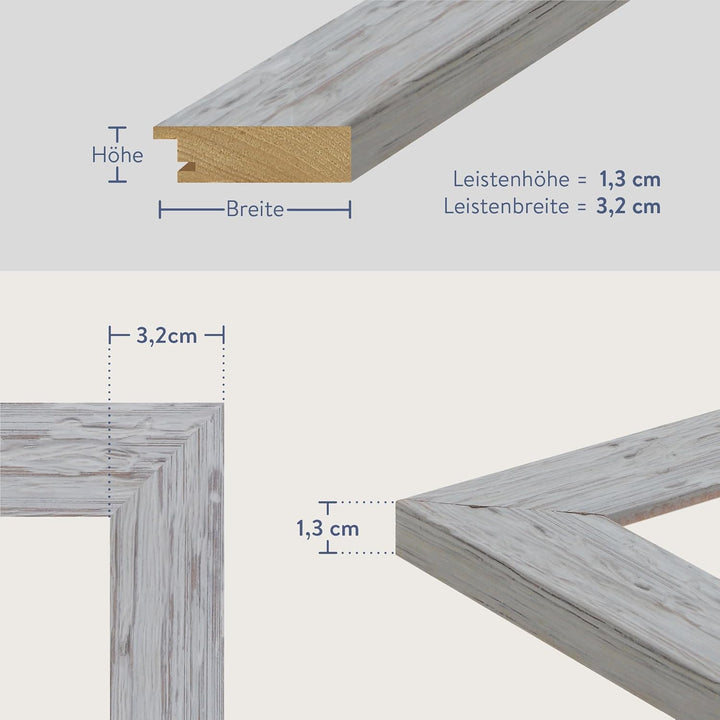 WANDStyle Bilderrahmen Strandhaus Stil 30x42cm DIN A3 I Farbe: Grau I Fotorahmen I rustikaler Holzbi