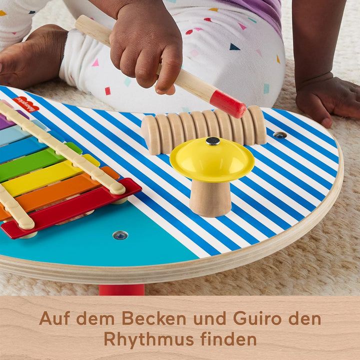 Fisher-Price Kleinkinderspielzeug Holz-Musiktisch mit Percussion-Instrumenten, 3 Holzteile für Kinde