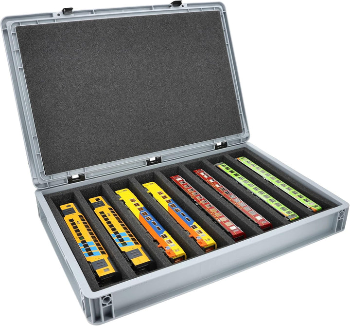 Feldherr Eurobox 60 x 40 cm Set für Modelleisenbahnen - Spur H0-8 Fächer - Schaumstoffeinlage für li
