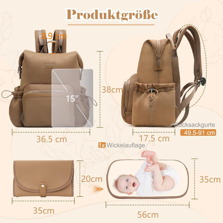 MISS FONG Baby Wickelrucksack Wickeltasche, Wickelrucksack Gross Rucksack Babytaschen Wickeltasche O