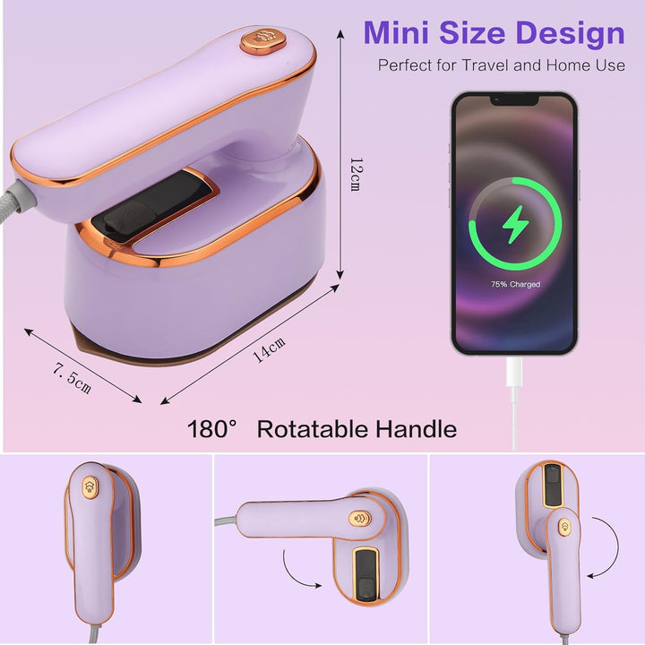 Reise-Dampfbügeleisen für Kleidung, tragbarer Mini-Handheld-Leichtdampfer, 180° drehbar, Bügel-Bügel