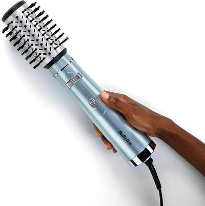 BaByliss AS773E Hydro Fusion Warmluftbürste mit Super-Ionen-Technologie, Eisblau, 1 Stück (1er Pack)