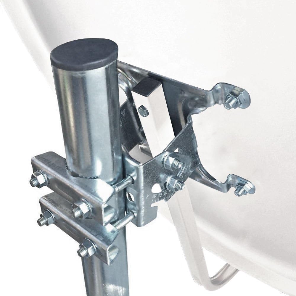 60cm HD Sat Anlage Twin LNB + 50m Koaxialkabel 135dB + 2 F-Stecker Digital 2 Teilnehmer Antenne Weis