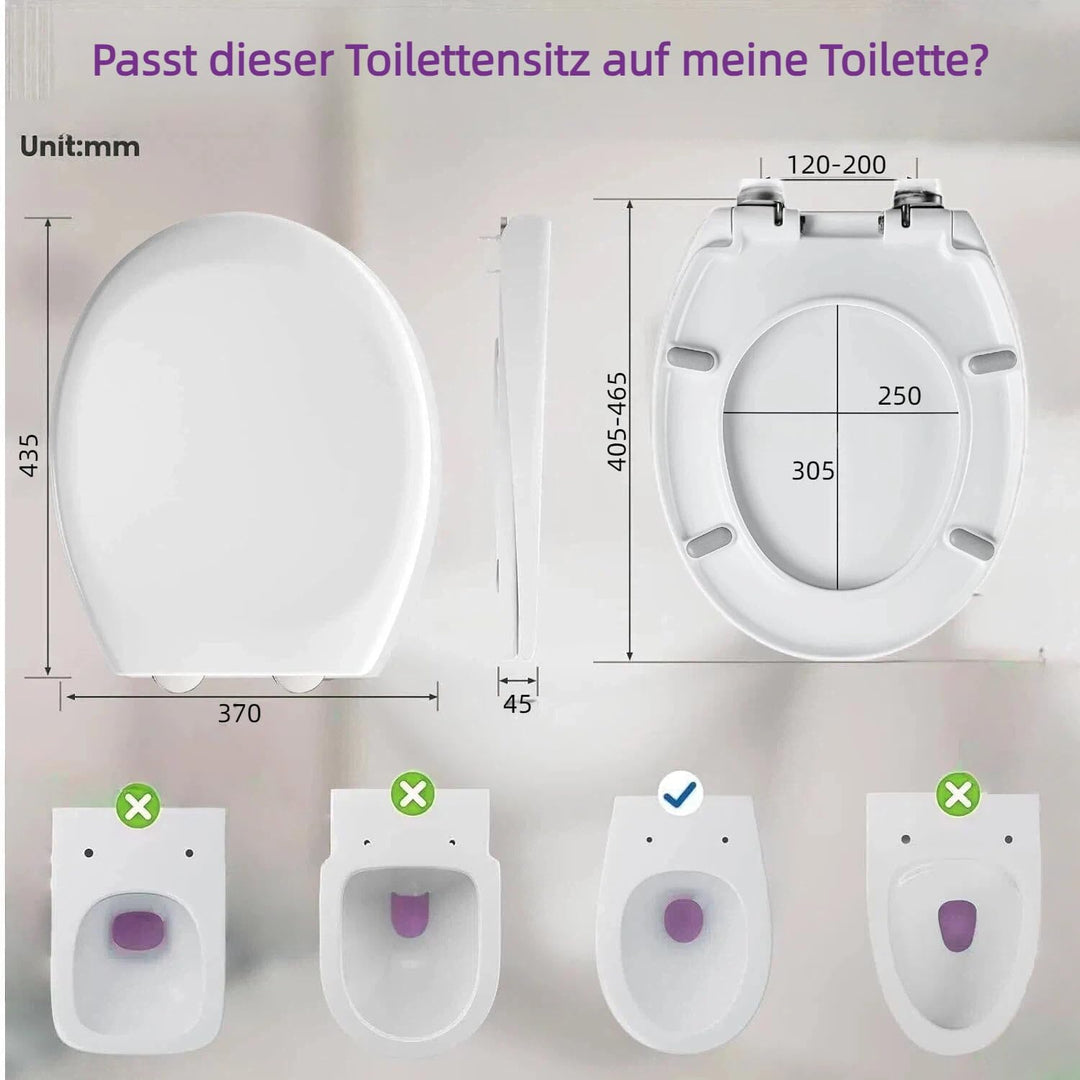 Toilettendeckel WC Sitz mit Absenkautomatik, Quick-Release Funktion für Einfache Reinigung, O Form W
