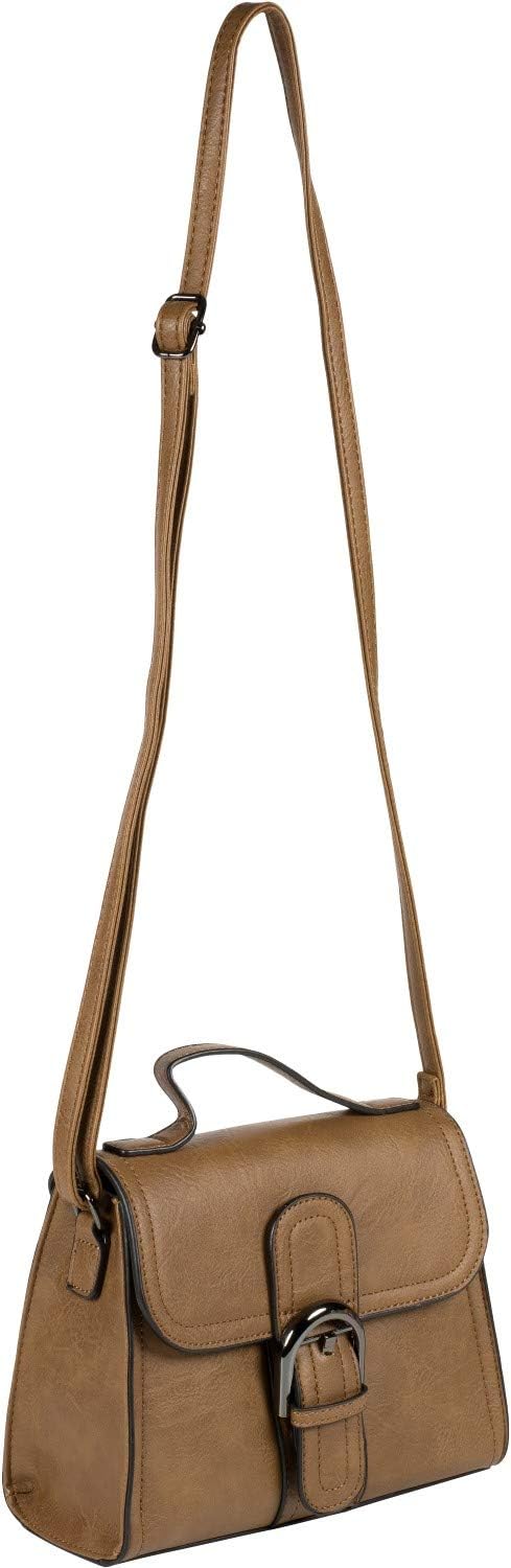 styleBREAKER Damen Umhängetasche Minibag mit Deko Schnalle, verstellbarer Tragegurt, Einfarbige Hand
