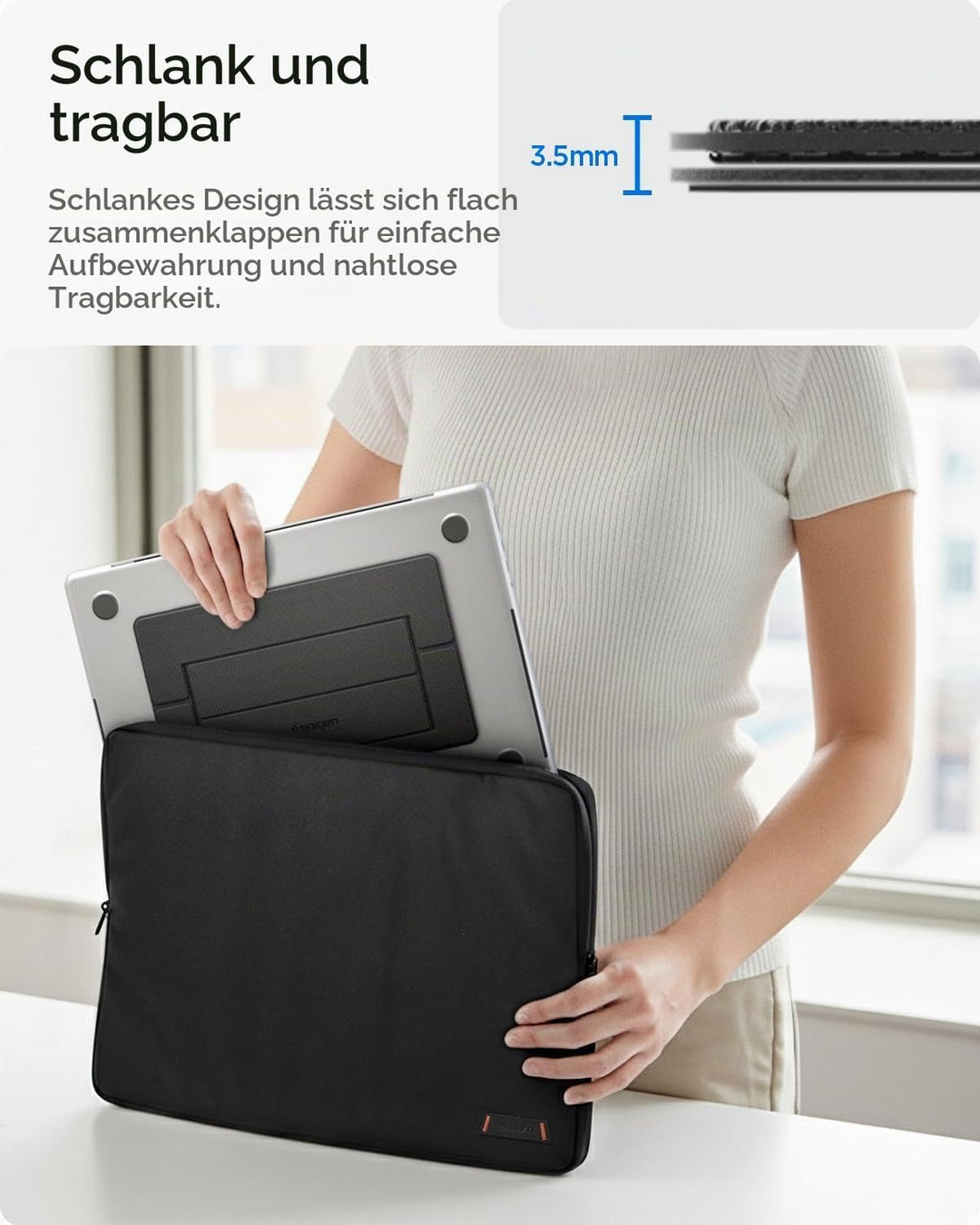 Spigen Slim Fold Laptop Ständer Höhenverstellbar, Selbstklebender Laptopständer, Faltbar und rutschf