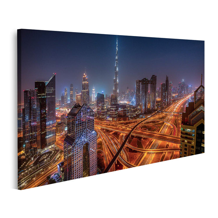 islandburner Bild auf Leinwand Dubai Skyline Bei Nacht Vereinigte Arabische Emirate Bilder Wandbilde