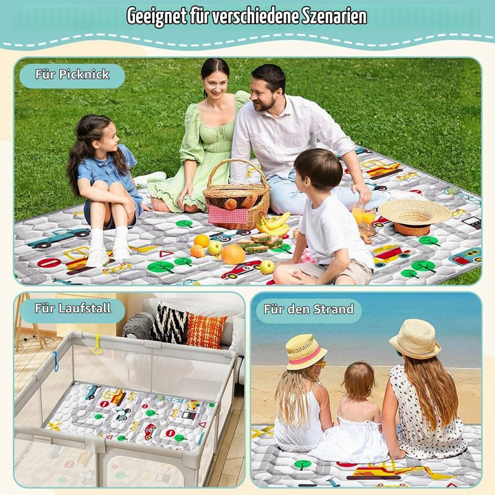Baby Spielmatte, 150*200cm Baby Krabbelmatte, Baby Faltbare Spielmatte, Krabbeldecke für Baby, Klein