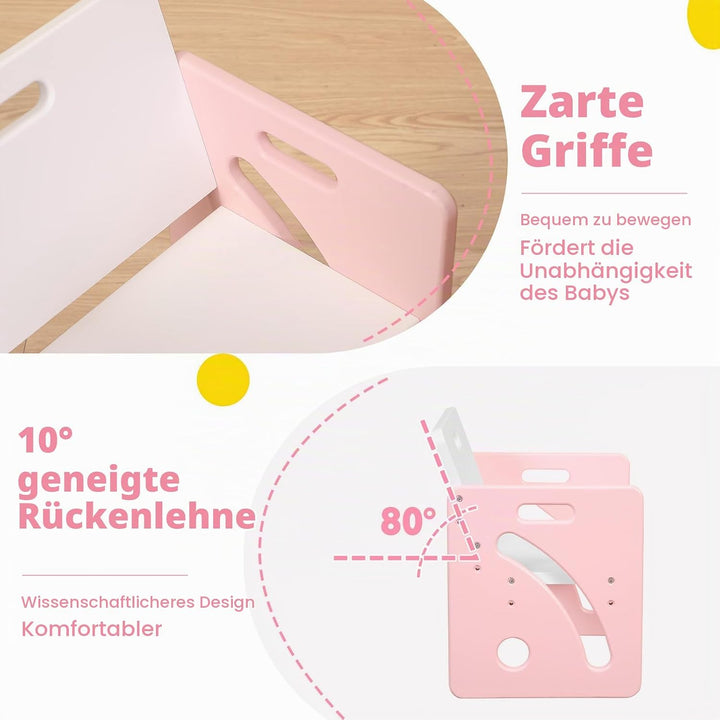 FUNLIO Montessori Beikosttisch und Stuhl-Set für Kleinkinder 1-3 Jahre, höhenverstellbar, Kinder-Tis