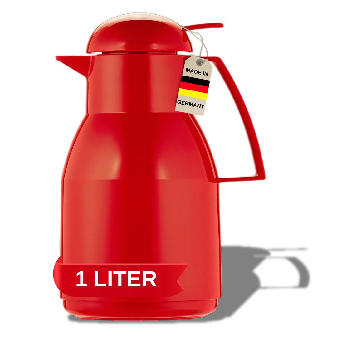Helios Top Push Kunststoff-Isolierkanne, rot, 1 Liter 1,0 Liter Rot, 1,0 Liter Rot