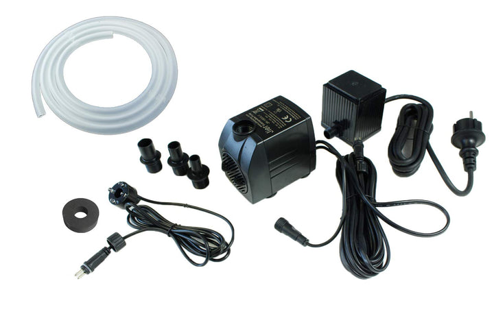 Springbrunnenpumpe mit 1500 L/H 1x LED Spot Komplett Set Bachlaufpumpe Teichpumpe Brunnen (1500 L/H,