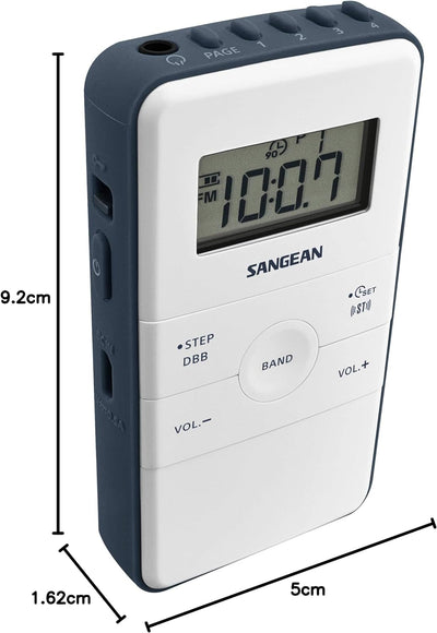 Sangean DT-140 Weiss/Blau (Pocket 140), Petite Taille