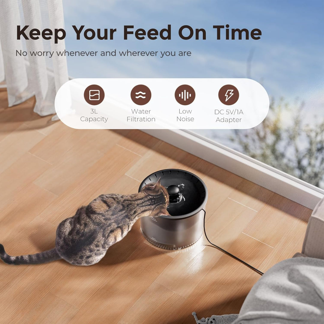 IMIPAW Katzenbrunnen für Katze, 3L Trinkbrunnen für Katzen, Super Silent, Durchsichtiger Wassertank
